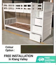 Q 10 Solid Wood Single Double Decker Bed / Solid Wood Single Double Decker With Staircase / Solid Wo