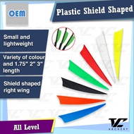 V Club Archery TPU Plastic Shield Shaped Fletching Vanes - 1.75" 2" 3" - Arrow Accessory For Compound / Recurve Bow