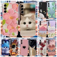 Samsung Galaxy M14 5G SM-M146B Cute Flower Cat Painted Phone Casing Samsung M14 Soft Silicone TPU Ca