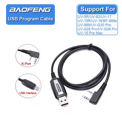 K Port USB Programming Cable For Baofeng UV-5R UV-82 BF-888S UV-S9 Plus UV-10R UV-16 UV17 UV-999 UV-