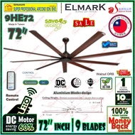 Elmark DC Fan 9HE72 72 inch Remote Control Ceiling Fan 5-Speed (Silent DC Motor) 9-Aluminium Blades