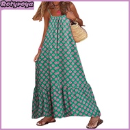 Women Boho Sleeveless Maxi Dress Spaghetti Strap Backless Swing Long Dress Summer Beach Flowy Sundre