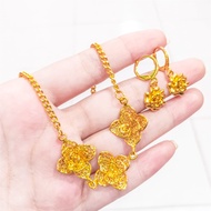 set kalung+liontin+Anting kendari Perhiasan Aksesoris dubai Kalung Titanium Asli Wanita Anti Karat E