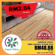 100% FROM KOREA 3MM LUXURY PLANK PVC 6inciX36inci 16pcs/Tikar Getah/Vinyl Corak Kayu Pelekat/24sqft 