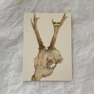 綠繡眼 鹿角 水彩 圓角明信片