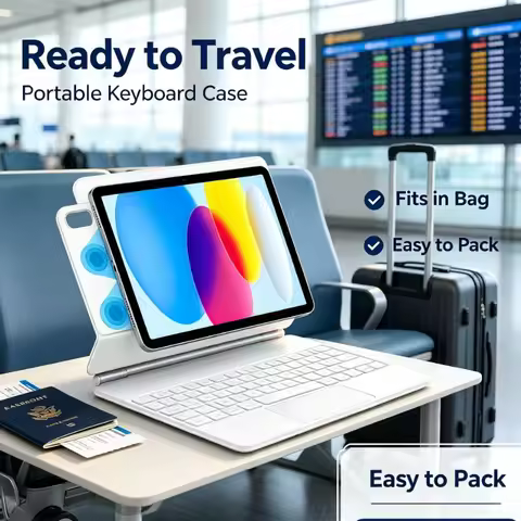 Slim Portable Trackpad Keyboard Smart Cover Backlit Wireless For iPad Air 11 13 M4 2026 M3 M2 iPad P
