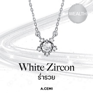 A.CEMI White Zircon Nova Necklace(WG) สร้อยคอพลอยแท้ ไวท์เซอร์คอน สร้อยคอเงินแท้ ชุบทอง 18K