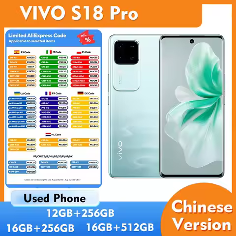 VIVO S18 Pro 5G 256GB 512GB ROM Smartphone 6.78inches 5000mAh Used Phone