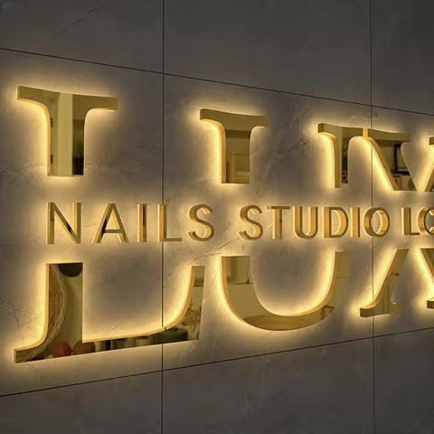 Outdoor 3D letras sinal iluminado, Metal Backlit Signage, Custom LED empresa Signage