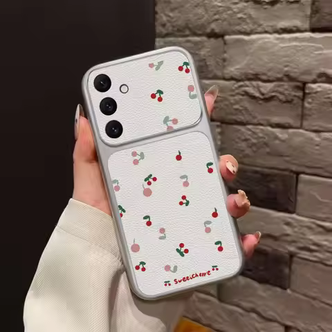 Cute Cherry Patterned Leather Phone Case For Samsung S26 Ultra S25 A26 A17 A56 A36 A07 Shockproof Pr