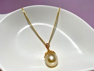 天然海水珍珠 南洋金珠 純銀吊墜 贈項鏈
