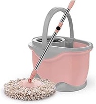 Mop，Turnstile 360 °Spinning Mop and Bucket Set Rotating Magic Spin,Metal Basket (Color : Pink) Commemoration Day