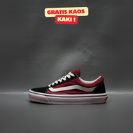 SEPATU VANS21 OLD SKOOL VAULT OG MAROON HITAM LIST PUTIH KANVAS 36-43