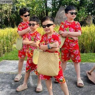 Red peacock suit and tablecloth CNY year of the Lunar New Year wears family group 5 sizes 10-100kg K