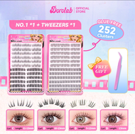 DOROLAB Glue-Free Eyelash Extensions 204-288 Clusters, Eyelash Book Storage Box with Tweezers Includ
