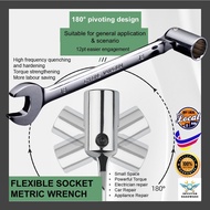 12mm INVICTUS Flexible Combination Socket Wrench Swivel-Socket Combination Wrench 8mm-19mm