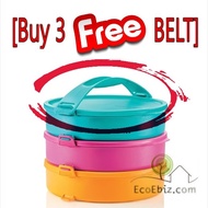 TUPPERWARE ROUND CLICK TO GO [3 Layer FREE Belt] LUNCH BOX 100% Authentic ★ SG Seller Storage