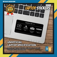 Acer Aspire Lite 14 Type 1 Laptop Logo Sticker Laptop Features Specifications Sticker (Unofficial)