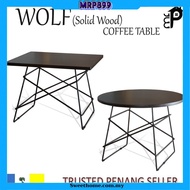 MRP899 WOLF (Solid Wood) Coffee Table MDF Top Metal Leg