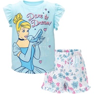 Disney Frozen Moana Princess Tiana Floral Peplum T-Shirt and French Terry Shorts Outfit Set Toddler