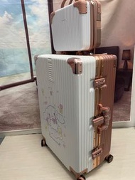 28吋卡通系列鋁合金框玫瑰金白色併色行李箱旅行箱 28 inch lugguage 29 x 47 x 73cm