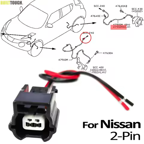 For Nissan Qashqai J11 X-Trail Rogue Sport T32 Juke F15 2Pin ABS Sensor Wheel Speed Connector Pigtai