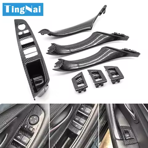 LHD RHD Interior Door Carbon Fiber Pull Handle Window Switch Panel Set for BMW 5 Series F10 F11 F18 