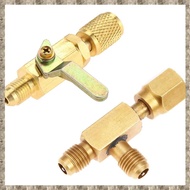(RSDF) Air Conditioner Ball Valve 1/4 Inch SAE Adapter and 1/4 Inch Valves Core Quick Coupler Access