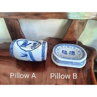 Vintage Blue & White Porcelain Geisha Pillow "Takamakura"