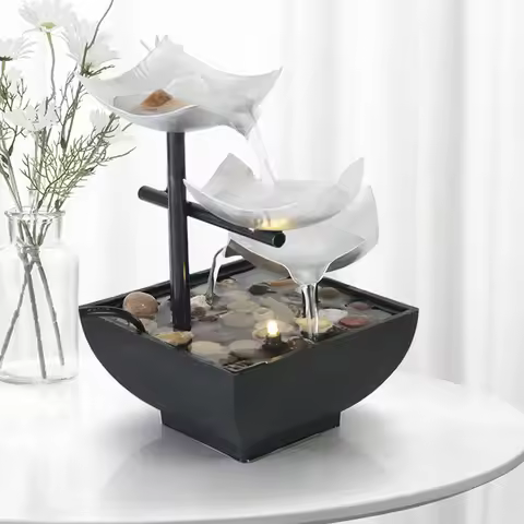 Home decoration Tabletop Water Fountain(plug-EU)Basin River Rocks Relaxation Office Living Room Bedr