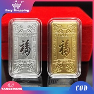 Souvenir Gold Coins Square 5pcs Gold Lucky Coin Fake Rod Amulet Gold Wealth