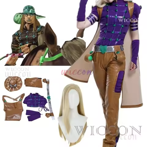 JoJo Spin Master Gyro Zeppli Cosplay Costume Spin Master Zeppli Cosplay Full Set Wig With Hat And Cl