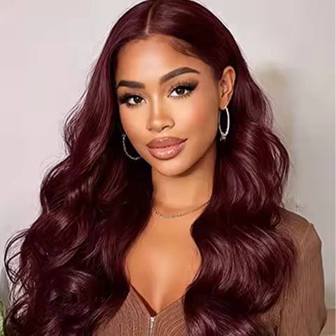 30 40 46 Inch Body Wave 99J Burgundy Human Hair 13x4 13x6 HD Transparent Lace Front Wigs Pre Plucked
