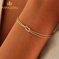 PAPAOZHU Trendy 14K Gold Chain Lucky Bowknot Bracelets for Women Men Hypoallergenic Lovers Couple Wr