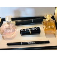 CHANNEL 5 IN 1 SET MAKEUP MAKE UP PERFUME LIPSTICK EYELINER MASCARA