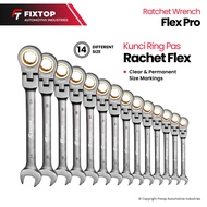 Fixtop Wrench Flexible Ratchet Wrench 8-19mm FLEX PRO Flexible Dual Head Combination Wrench