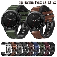 26mm Leather Watch band For Garmin Fenix 7X 6X Pro 5X Plus Enduro 2 Fenix 3 HR Strap Quick Release Watchband Wriststrap