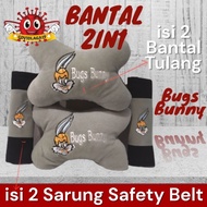 Bugs Bunny Character Car 2in1 Pillow Set Car Pillow Bugs Bunny Character Set Headrest Car Set 2in1 B