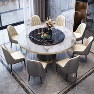 BW88/ Shu He Ju Dining Table Modern Minimalist Marble Dining-Table round Band Turntable Dining Tables and Chairs Set Lar