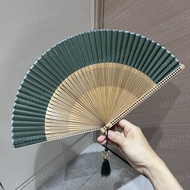 MUYIYANG 6.6 inch Vintage Bamboo Folding Fan Chinese Style Handmade Hollow out Silk Abaniko Pamaypay
