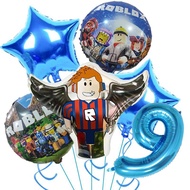 6pcs/lot ROBLOX Birthday Balloons Set Number Balloon Suit Foil Ballon Cartoon Birthday Party Supplie