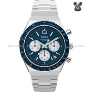 TIMEX TW2W51600 Men's Analog Watch Q Timex Chronograph Quartz 40mm SS Bracelet Blue *Original