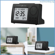 WU Muslim Clock Azan Sound Reminder Prayer Alarm Azan Time for Prayers with Backlight Date Temperature Display Alarm Clo