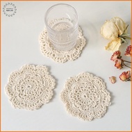 [LS] 2/4pcs Bohemian Floral Crochet Coasters Perfect For Coffee Table Vintage Restaurant, Bar, Home 