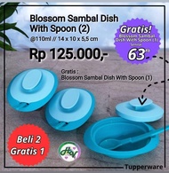 TUPPERWARE Blue Blossom Sambal Dish 3pcs Wadah Saji Sambal [A08]