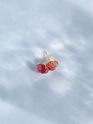 天然石 / 碧璽裸石耳針 / 能量石 / 單鑽耳針 / 18K / 單顆寶石 / 簡約 / 友善過敏肌 / 碧璽 / 無耳洞耳環 / 裸石