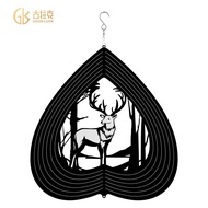 Rotating Mandala Cross-Border Wind Turn Stainless Steel Garden Wind Turn Bucks 3D Black Courtyard Pe