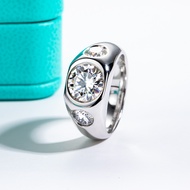 AnuJewel 3cttw D Color Moissanite Men Ring 925 Sterling Silver 18K Gold Plated Lab Created Diamond E