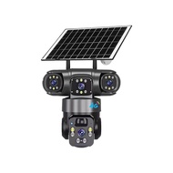 LLSEE V380 Pro 3 เลนส์ 3 หน้าจอ 4G กล้องพลังงานแสงอาทิตย์ PTZ การตรวจจับการเคลื่อนไหวกลางคืนที่มีสีส