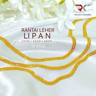 RANTAI LEHER LIPAN BAJET EMAS TULEN 916 RL LIPAN KAIT DUA KOSONG EMAS 916 SIMPLE FASHION GOLD NECKLA